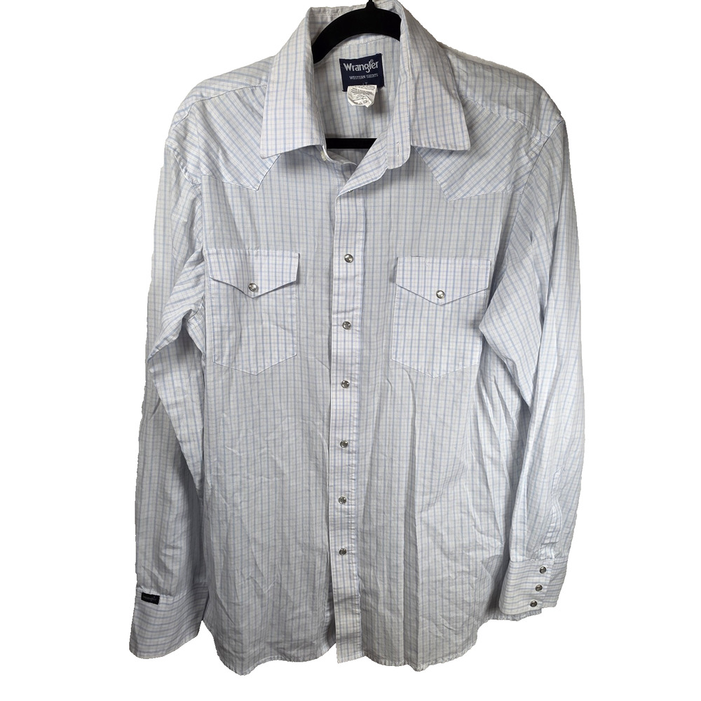 Wrangler Western Pearl Snap Long Sleeve Shirt Men's Size Large Tall LT Plaid